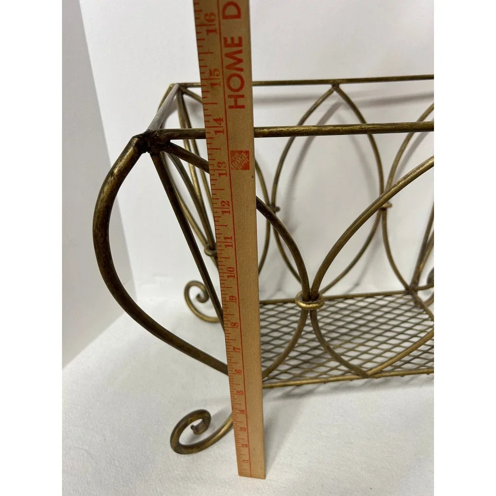 Art Deco Magazine Rack Vintage Brass Gilt Gold Finish‎ MCM Hollywood Regency